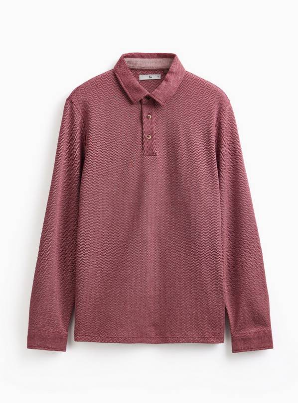 Dark Red Herringbone Polo Shirt M